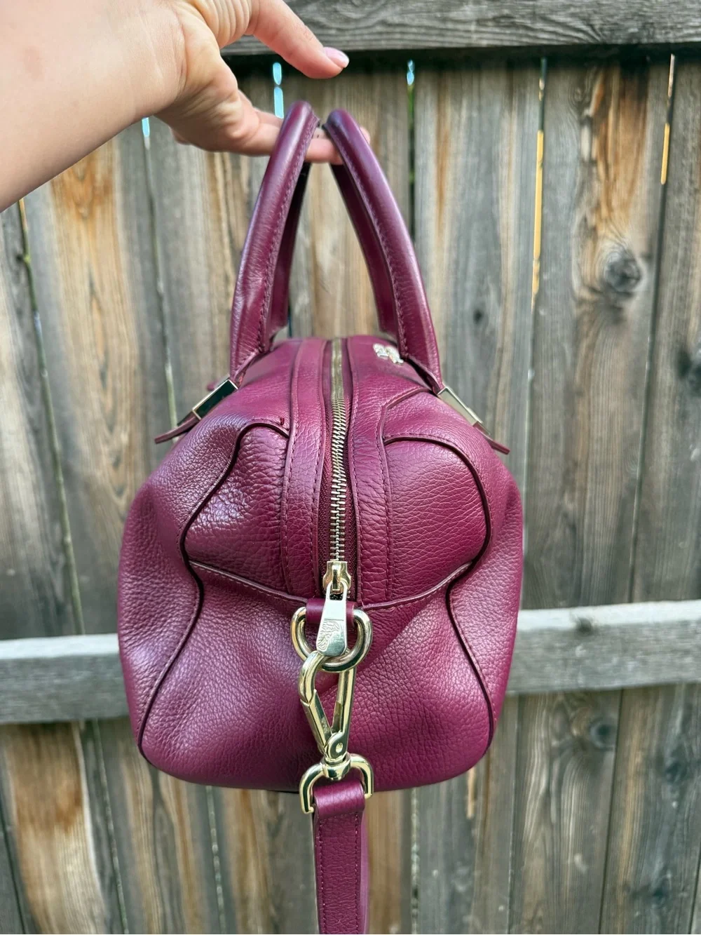 Versace 2012 Plum Leather Satchel with Gold Hardware